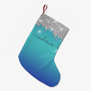 Petite Chaussette De Noël Monogram Silver Parties scintillant Jours fériés