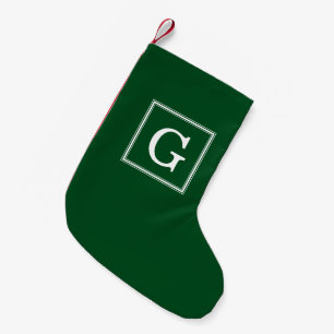 Petite Chaussette De Noël Monogramme à cadre vert classique