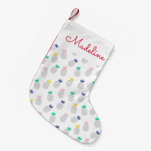 Petite Chaussette De Noël Monogramme abstrait des ananas  