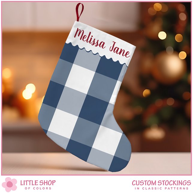 Petite Chaussette De Noël Monogramme de contrôle du Buffalo Bleu (Créateur téléchargé)