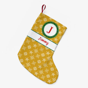 Petite Chaussette De Noël Monogramme de couronne Votre nom Flèche de neige d