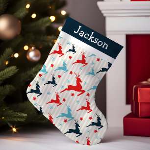 Petite Chaussette De Noël Monogramme de renne sauteur