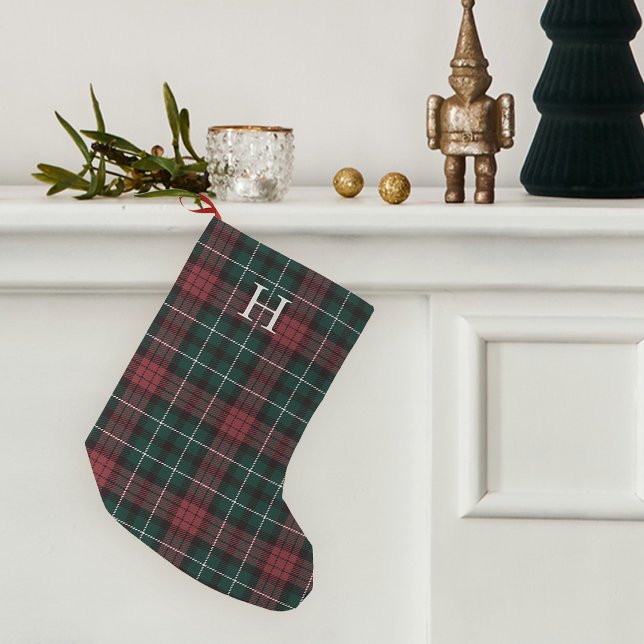 Petite Chaussette De Noël Monogramme de tarte rouge et vert (Créateur téléchargé)