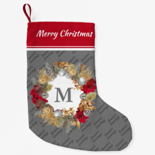 Petite Chaussette De Noël MONOGRAMME DE TERRE DE Noël gris argenté
