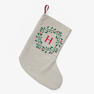 Petite Chaussette De Noël Monogramme de Wreath Holiday