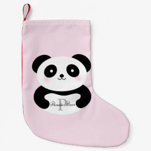 Petite Chaussette De Noël Monogramme Girly mignon d'ours panda de bébé
