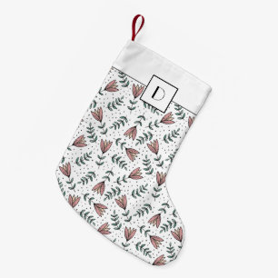 Petite Chaussette De Noël Monogramme mignon rose fleurs Motif