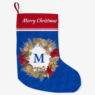 Petite Chaussette De Noël MONOGRAMME MONOGRAMME Cobalt Bleu