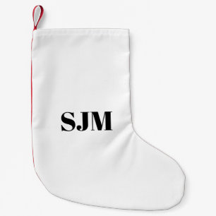 Petite Chaussette De Noël Monogramme personnalisé minimaliste noir blanc