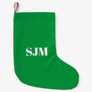 Petite Chaussette De Noël Monogramme personnalisé vert minimaliste