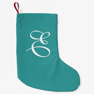 Petite Chaussette De Noël Monogramme turquoise et blanc Stocking de Noël