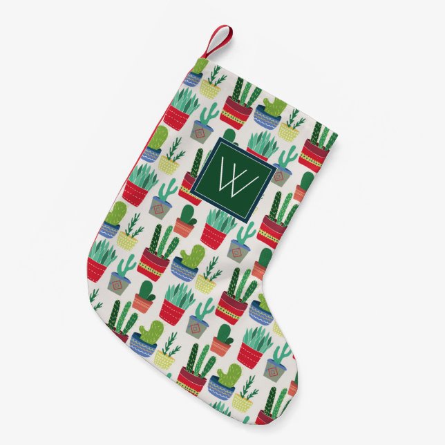 Petite Chaussette De Noël Monogramme | Une foule de Cactus (Devant (Accrochage))