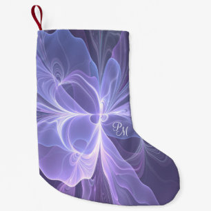 Petite Chaussette De Noël Monogramme violet Abstrait fractal moderne
