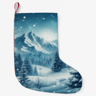 Petite Chaussette De Noël Montagne d'hiver de neige
