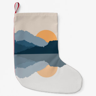 Petite Chaussette De Noël Montagnes bleues reflétées dans le lac