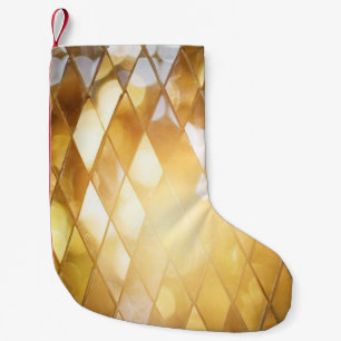 Petite Chaussette De Noël Mosaïque d'or : Effet de verre brillant.