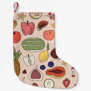 Petite Chaussette De Noël Motif à main de fruits