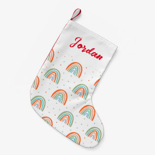Petite Chaussette De Noël Motif à point arc-en-ciel coloré