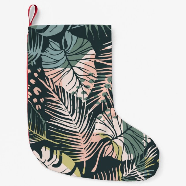 Petite Chaussette De Noël Motif Abstrait créatif transparent avec p tropical (Devant)