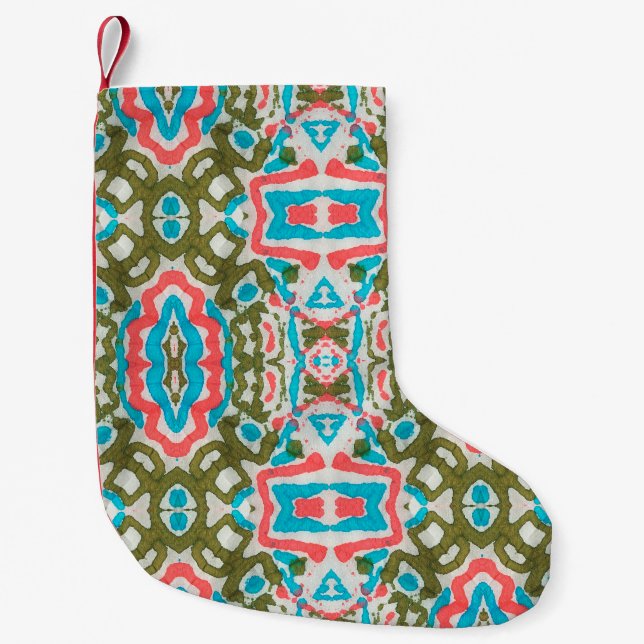 Petite Chaussette De Noël Motif Abstrait ethnique Ikat. Motif du chaman. Pen (Devant)