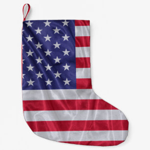 Petite Chaussette De Noël Motif américain sur la texture du tissu,