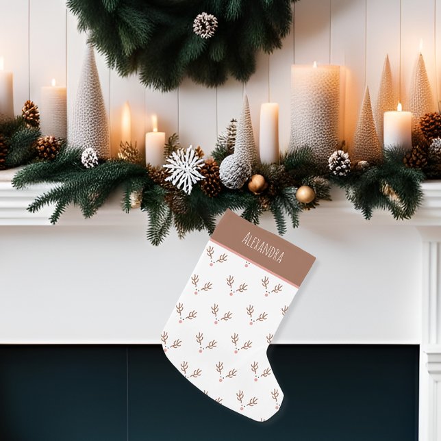 Petite Chaussette De Noël Motif Boho de rennes lunaires (A perfect addition to you boho Christmas decor.)