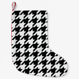 Petite Chaussette De Noël Motif classique en Houndstooth : Vintage noir et b