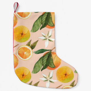 Petite Chaussette De Noël Motif d'aquarelle transparente avec mandarines