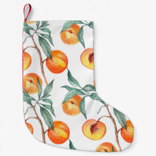 Petite Chaussette De Noël Motif d'aquarelle transparente avec pêches sur un