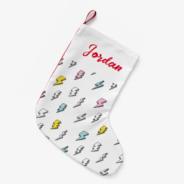 Petite Chaussette De Noël Motif de boulon de foudre à doodle mignon (Devant (Accrochage))