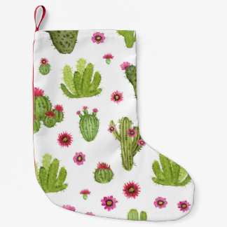 Petite Chaussette De Noël Motif de cactus vert peint à la main