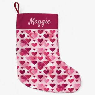 Petite Chaussette De Noël Motif de coeurs roses mignons avec nom personnalis