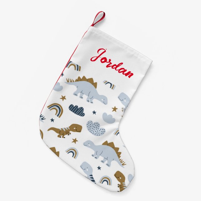 Petite Chaussette De Noël Motif de dinosaure arc-en-ciel mignon (Devant (Accrochage))