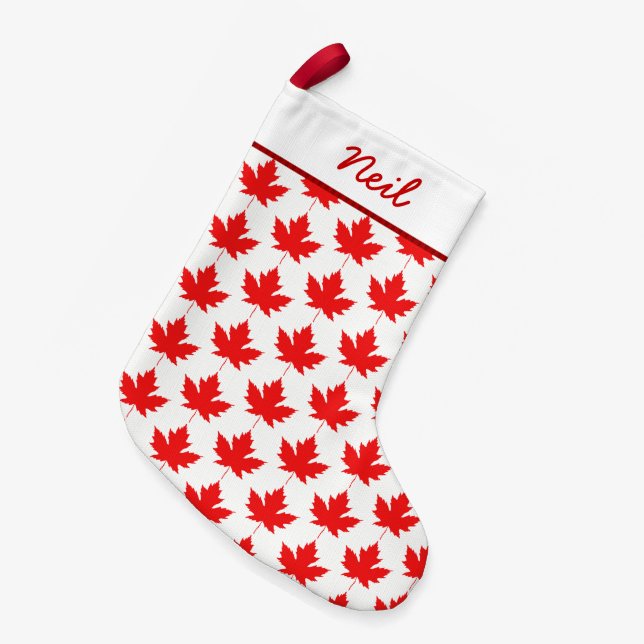 Petite Chaussette De Noël Motif de feuille d'érable rouge canadien Custom Ca (Devant (Accrochage))
