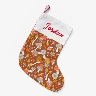 Petite Chaussette De Noël Motif de fleurs de champignons Vintages rétro