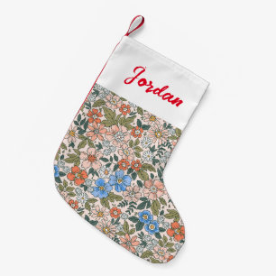 Petite Chaussette De Noël Motif de fleurs du jardin de corail