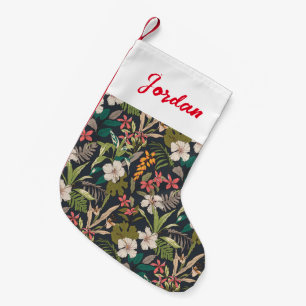 Petite Chaussette De Noël Motif de fleurs tropicales colorées