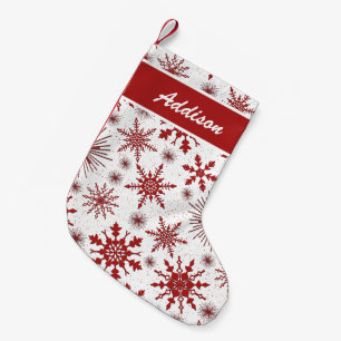 Petite Chaussette De Noël Motif De Flocon De Neige Rouge Et Blanc