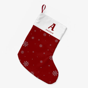 Petite Chaussette De Noël Motif de flocons de neige en feuille rouge et arge