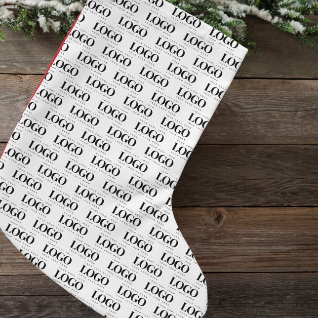 Petite Chaussette De Noël Motif de logo Entreprise Rectangle personnalisé (Créateur téléchargé)