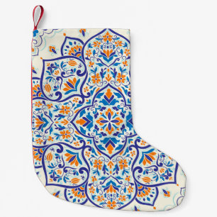 Petite Chaussette De Noël Motif de luxe Orange Blue Ornament