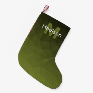 Petite Chaussette De Noël Motif de maillage géométrique vert ombre de l'armé