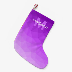 Petite Chaussette De Noël Motif de maille géométrique ombré violet Monogramm