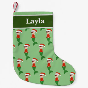 Petite Chaussette De Noël Motif de Noël de sirène illusima Vert
