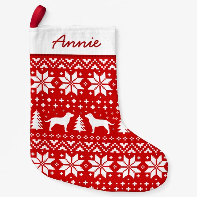 Petite Chaussette De Noël Motif de Noël des silhouettes du Labrador (Devant)