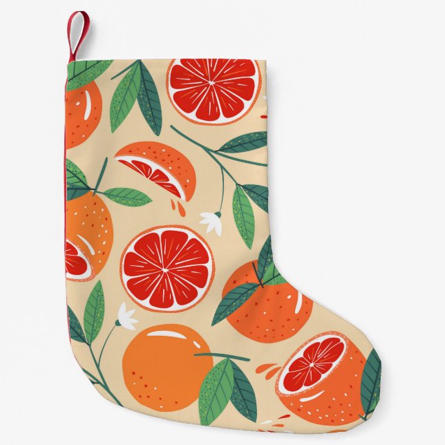 Petite Chaussette De Noël Motif de pamplemousse sans couture. Design moderne (Devant)