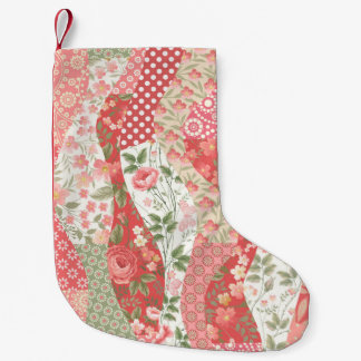 Petite Chaussette De Noël motif de patchwork transparent avec roses