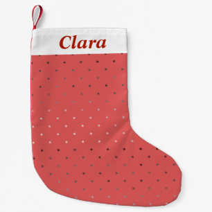 Petite Chaussette De Noël motif de pois de corail d'or rose minuscule de