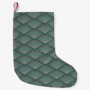 Petite Chaussette De Noël Motif de style Art déco en bleu turquoise