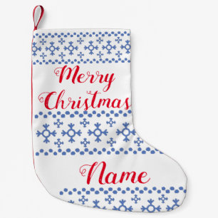Petite Chaussette De Noël Motif des flocons de neige bleu Cute Thunder_Cove